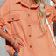 Women Exposed Seam Collared Neck Button Up Jacket