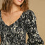 Vestido de V-Cuello Impreso con Flores y Volantes