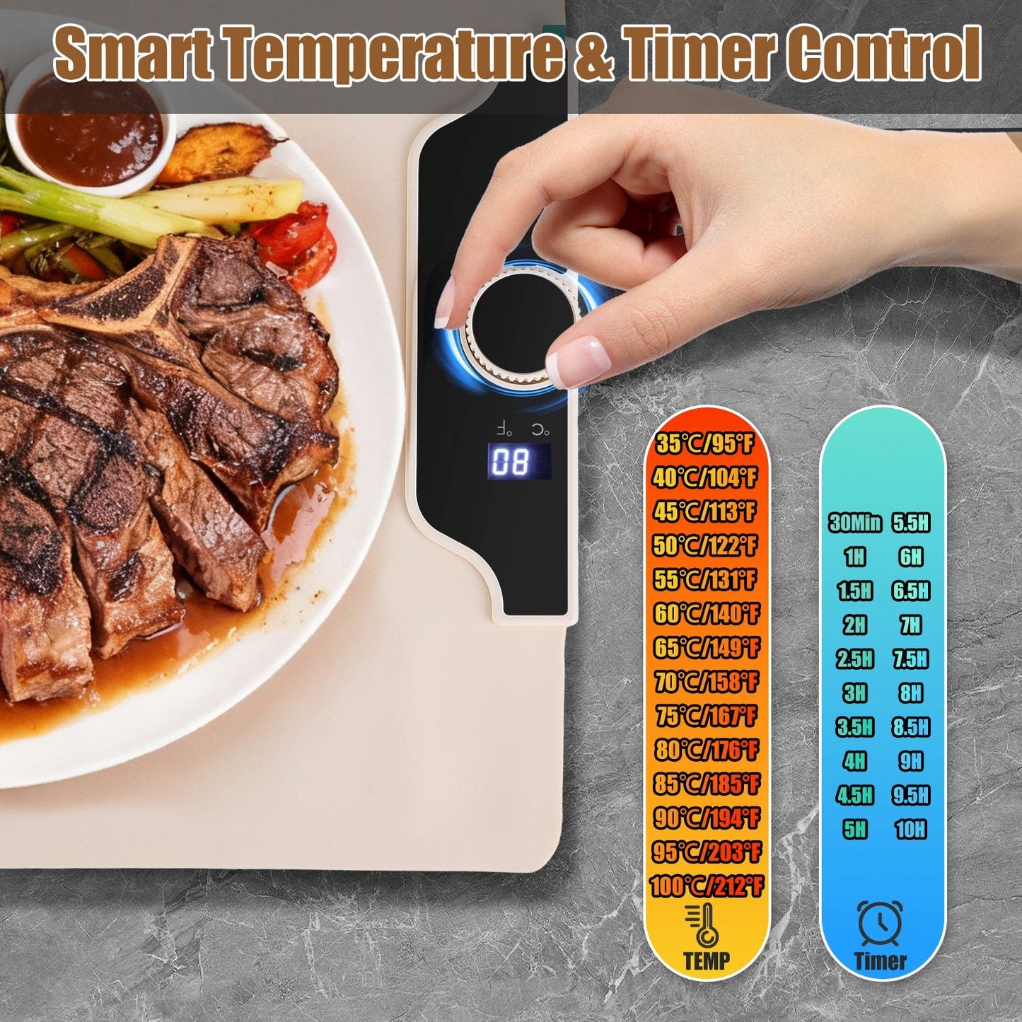 Premium Electric Food Warming Mat - 23.6x15.8 Inches