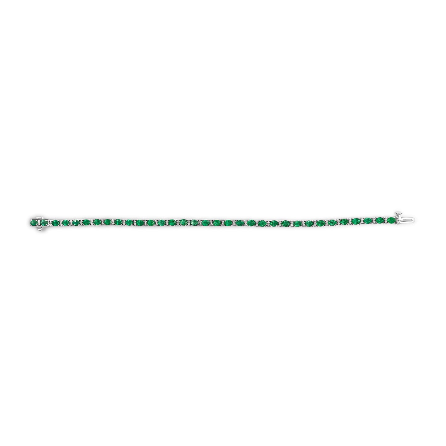 14K White Gold Emerald and Diamond Tennis Bracelet