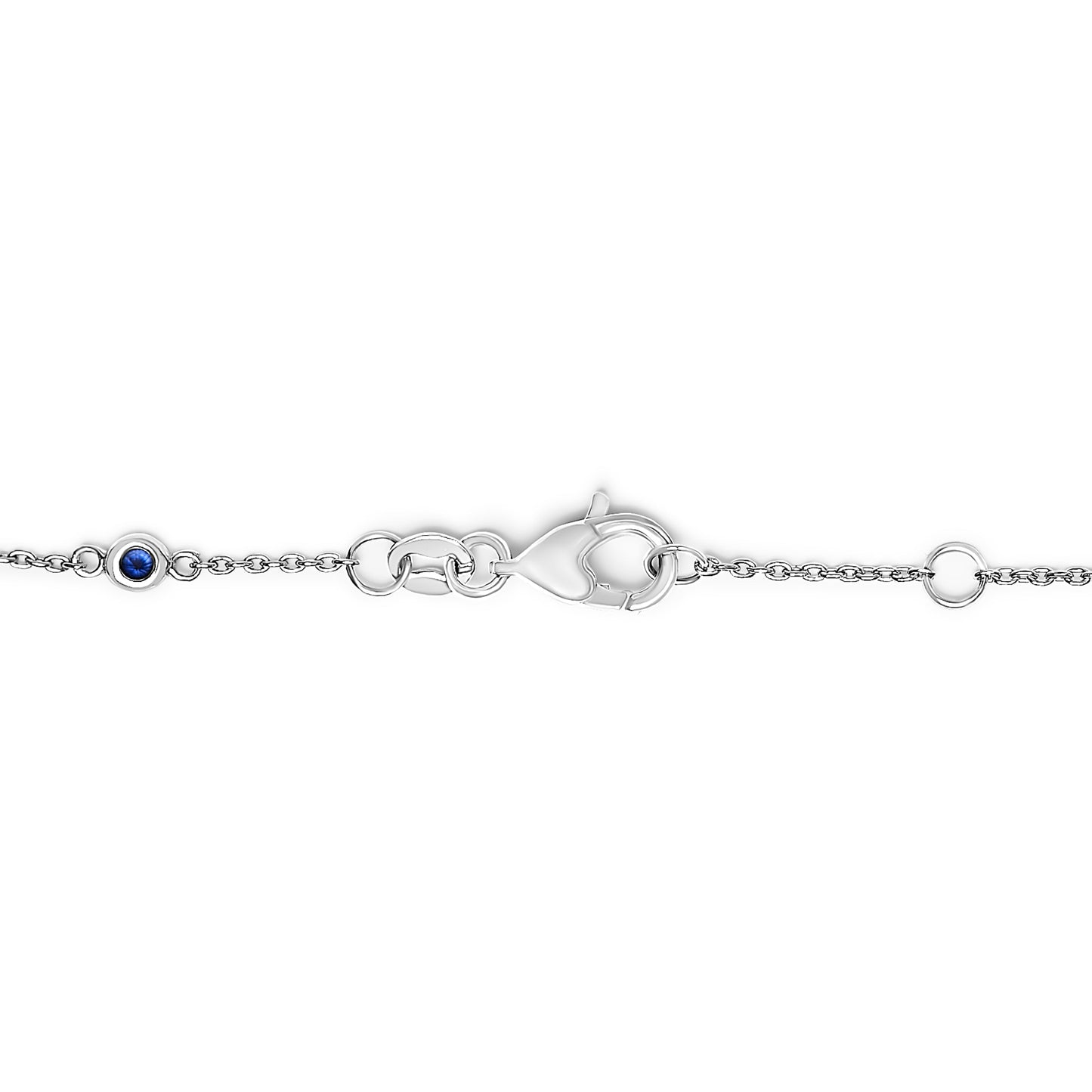 Pulsera de estación con zafiros azules y diamantes en oro blanco de 14 quilates - 8 pulgadas
