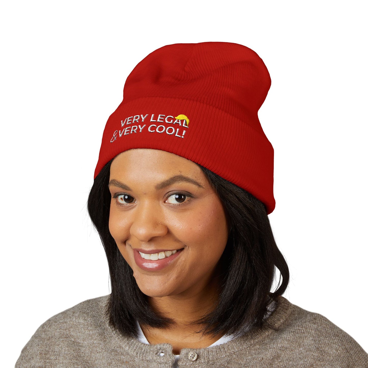 Bonnet tricoté brodé très légal et très cool