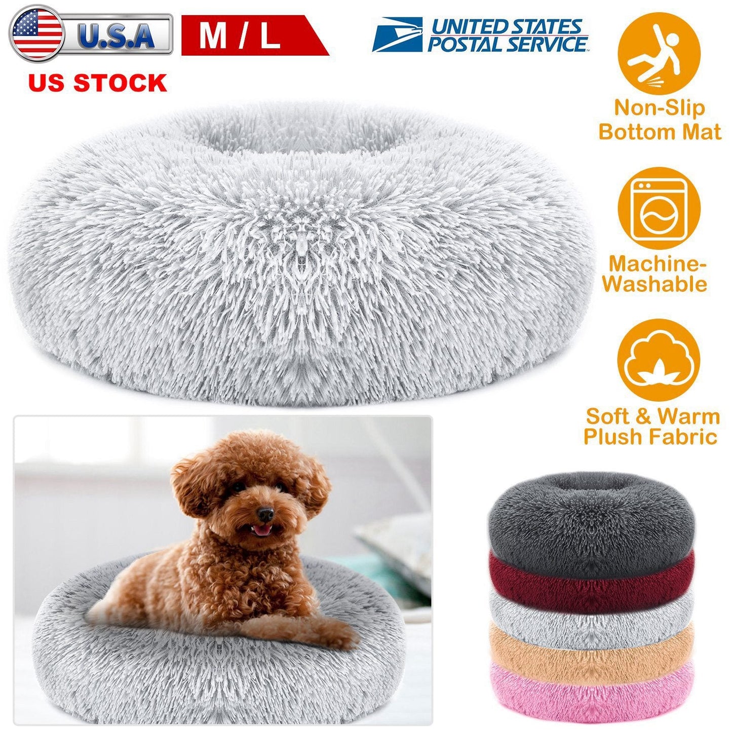 Lit pour chien en forme de coussin douillet pour petits et moyens animaux de compagnie