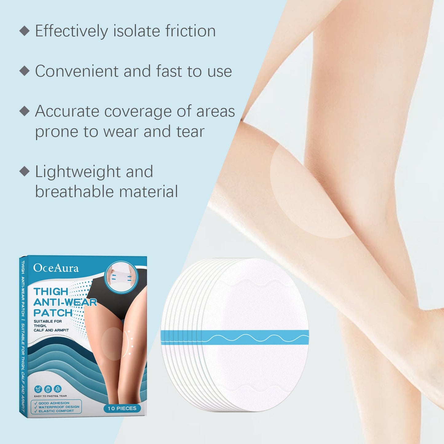 Oceaura Thigh Anti-Wear Adhesive, Thigh And Calf Non-Trace Leg Protector Breathable Invisible Multi-Functional Anti-Wear Foot Adhesive - Korvel
