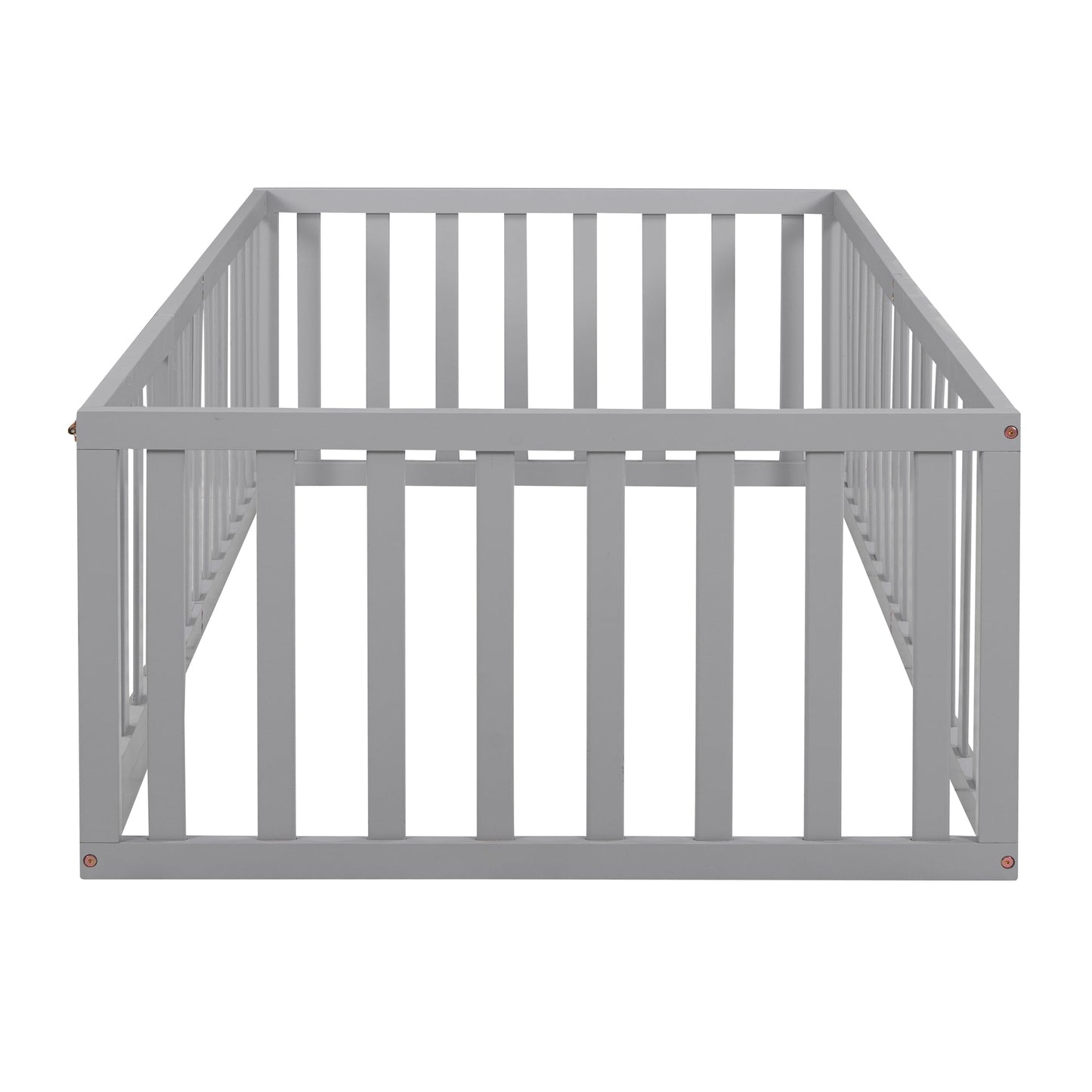Twin Size Wood Daybed Frame with Fence - Gray