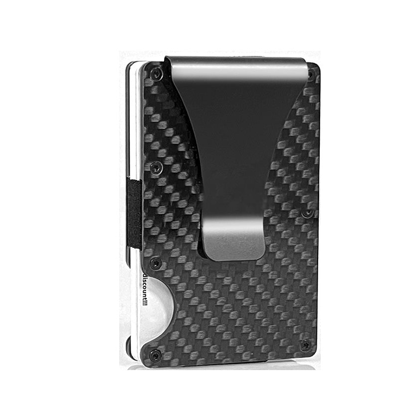 Men Card Holder Slim Carbon Fiber Credit Card Holder Metal Wallet Anti Scan Function Hold Card Coins Cash - Korvel