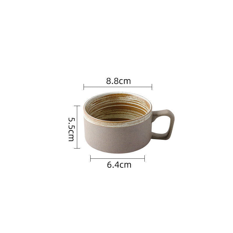 Juego de Taza de Café y Plato de Cerámica Artesanal Gruesa