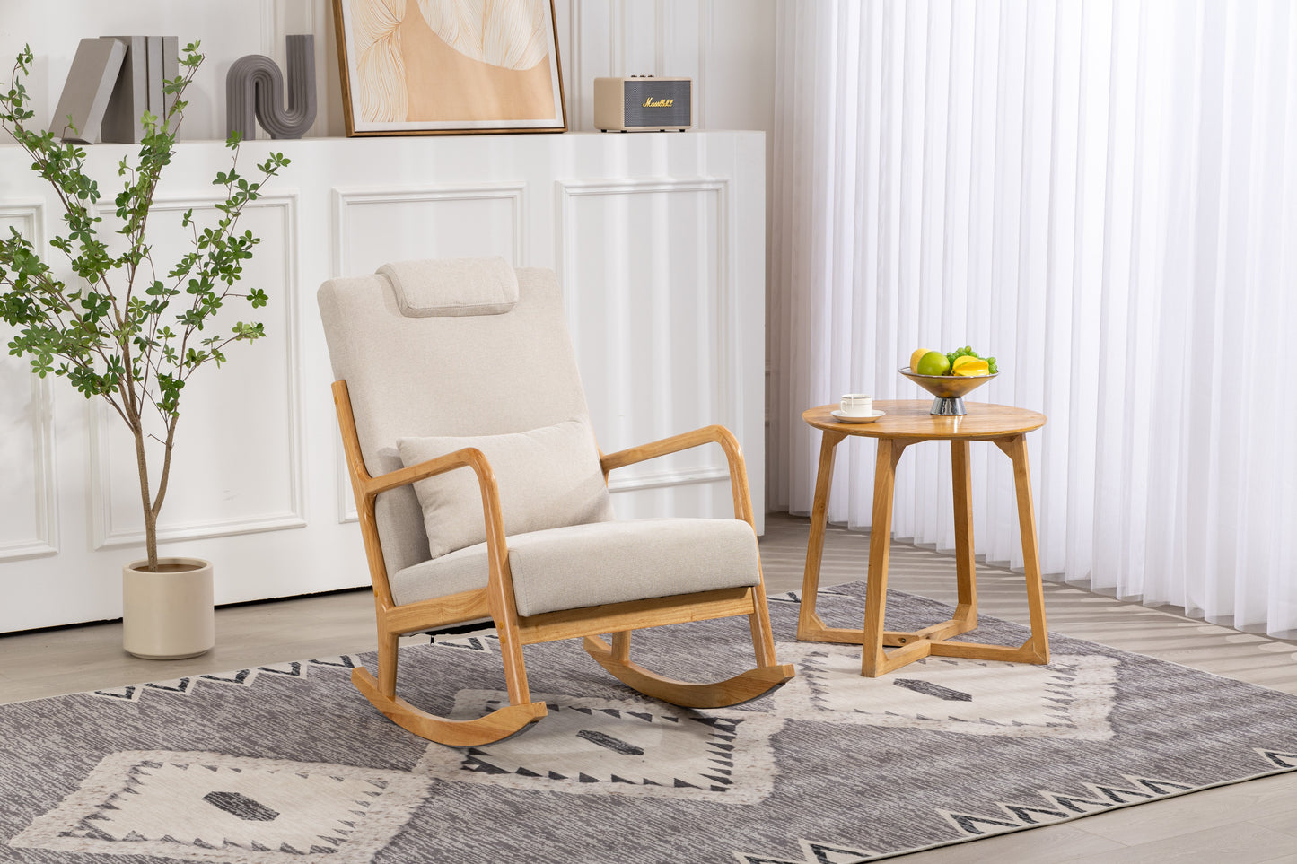 Chaise Berçante Rembourrée Classique avec Coussin Lombaire