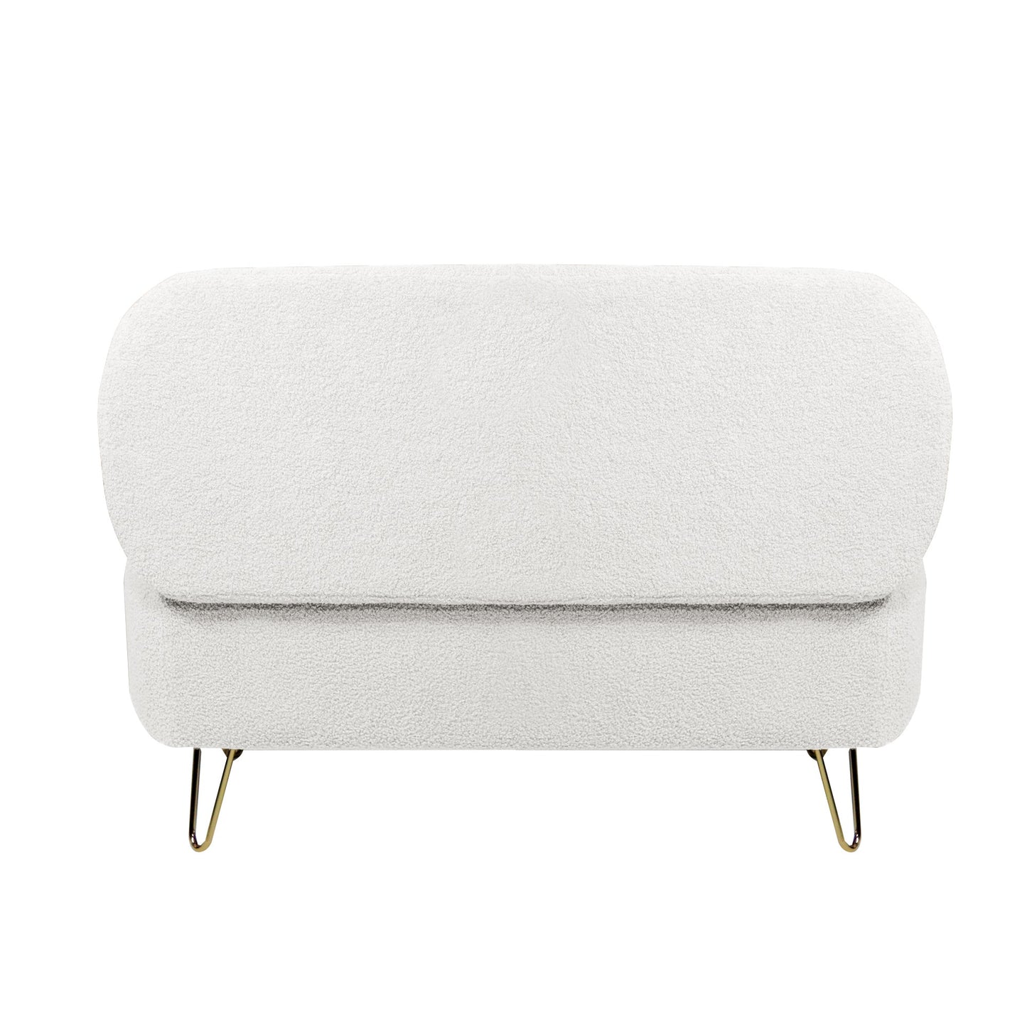 Ivory White Storage Ottoman Bench with Gold Legs