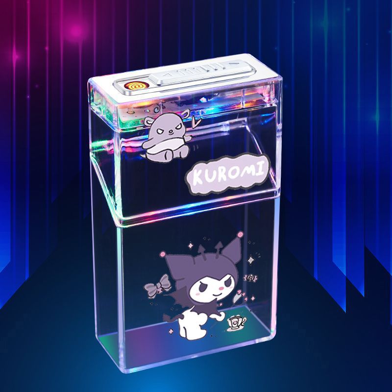 Pacha Dog Cartoon Sanrio Cigarette Box Charging Lighter Integrated Transparent Body Atmosphere Colorful Lights Cute Gift Object - Korvel