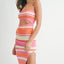 Robe midi en tricot à découpes et rayures multicolores vives