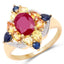 14K Yellow Gold Plated Multi Stone Engagement Ring