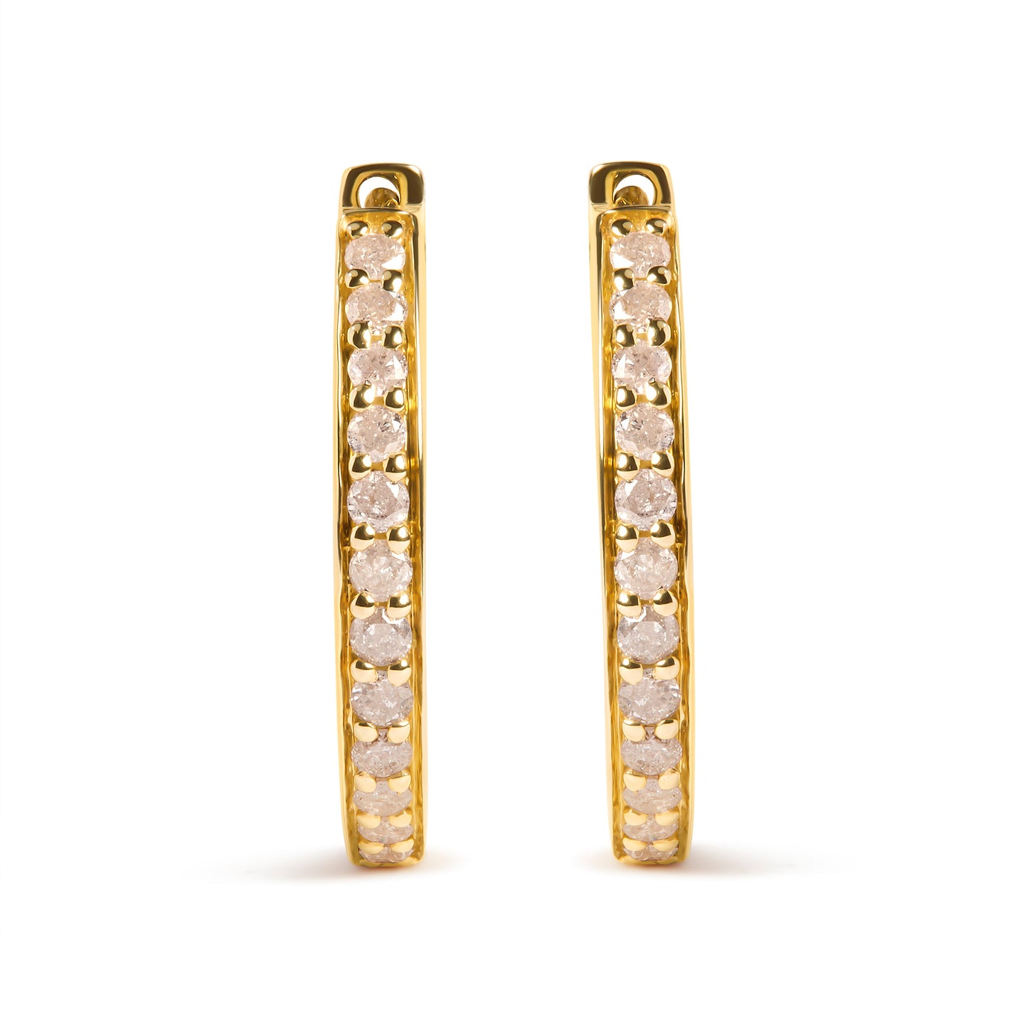 Pendientes de aro de diamantes de oro amarillo de 10K con 1/2 cttw de diamantes
