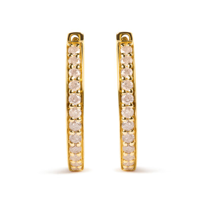 Pendientes de aro de diamantes de oro amarillo de 10K con 1/2 cttw de diamantes