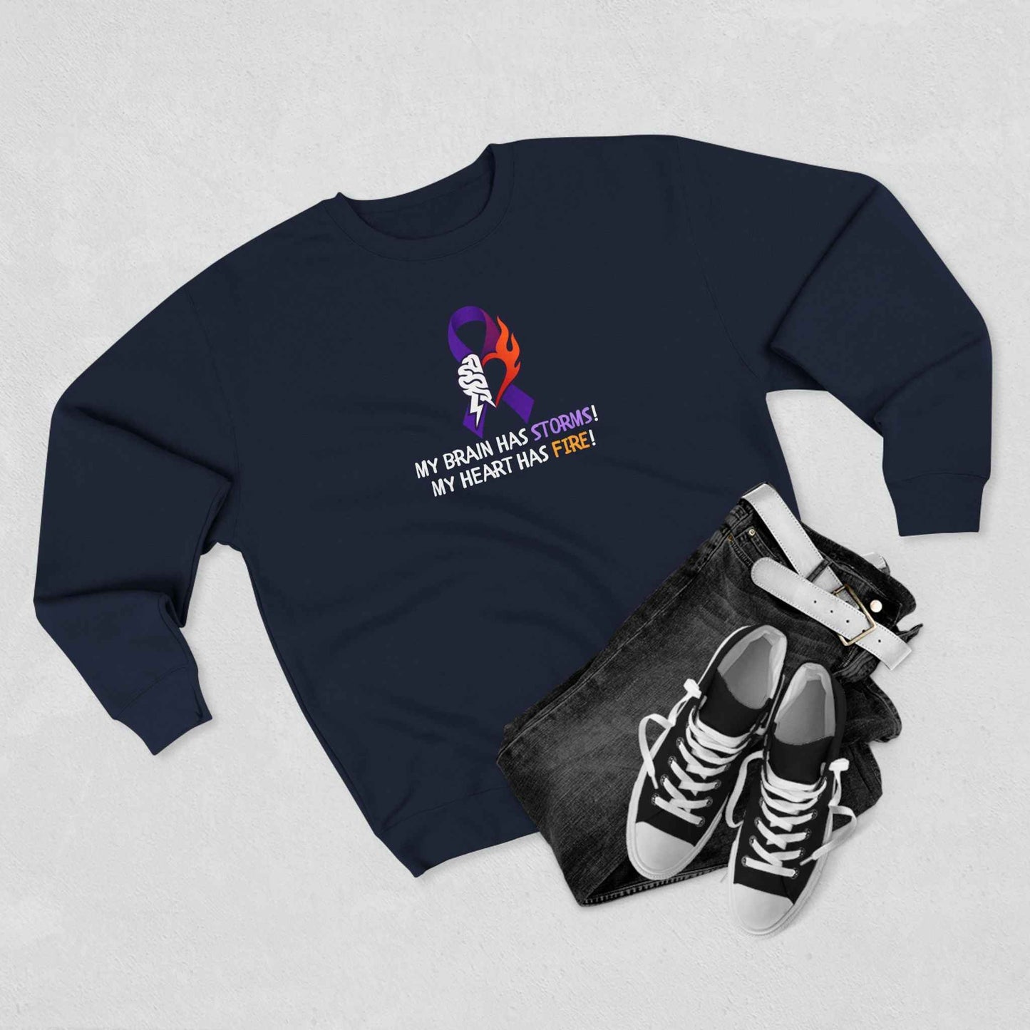 Epilepsy Awareness Unisex Sweatshirt - Brain Storms & Heart Fire