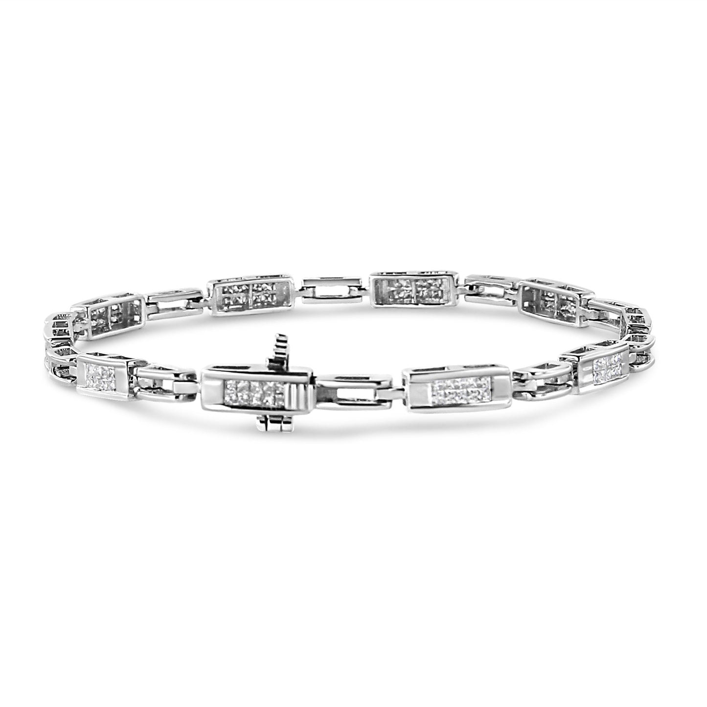 Bracelet de tennis en diamant taille princesse en or blanc 14K - 1,0 Cttw