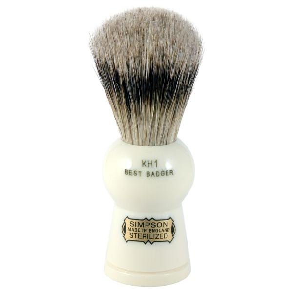 Brosse de rasage Simpson Keyhole Kh1 en poils de blaireau Best - Imitation ivoire