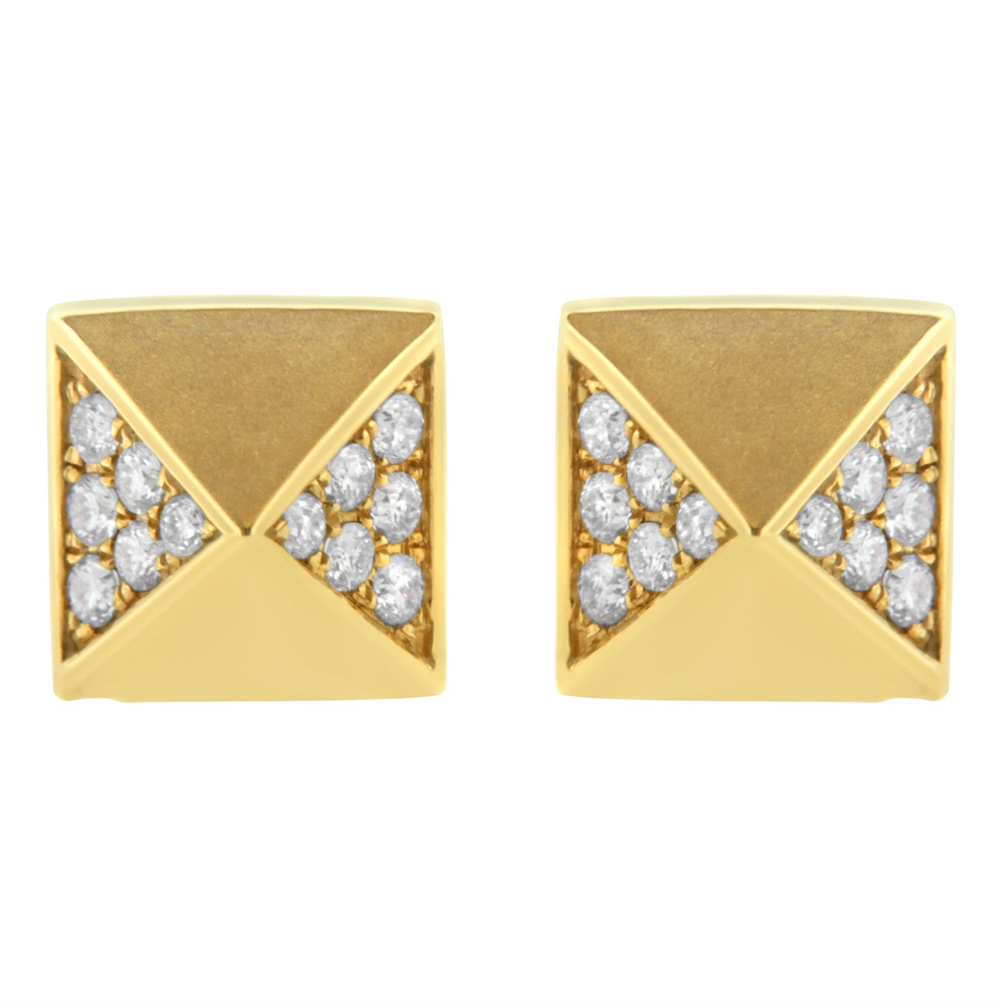 Boucles d'oreilles en diamant pyramide en or jaune 14K