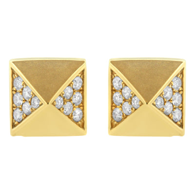 Pendientes de Stud Pirámide de Diamante de Oro Amarillo de 14K