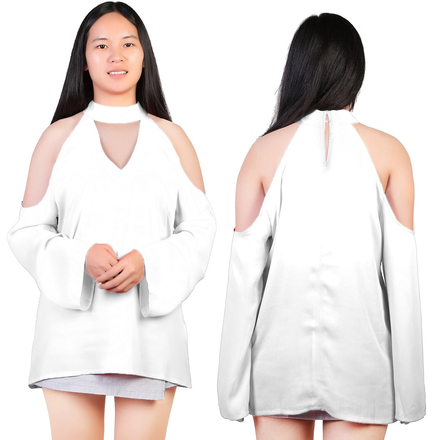 Women's Off The Shoulder V-Neck Blouse - Summer Style