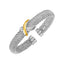 Popcorn Texture Cuff Bangle with X Motif in Sterling Silver and 18k Gold