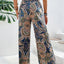 Printed Wide Leg Pants - Korvel