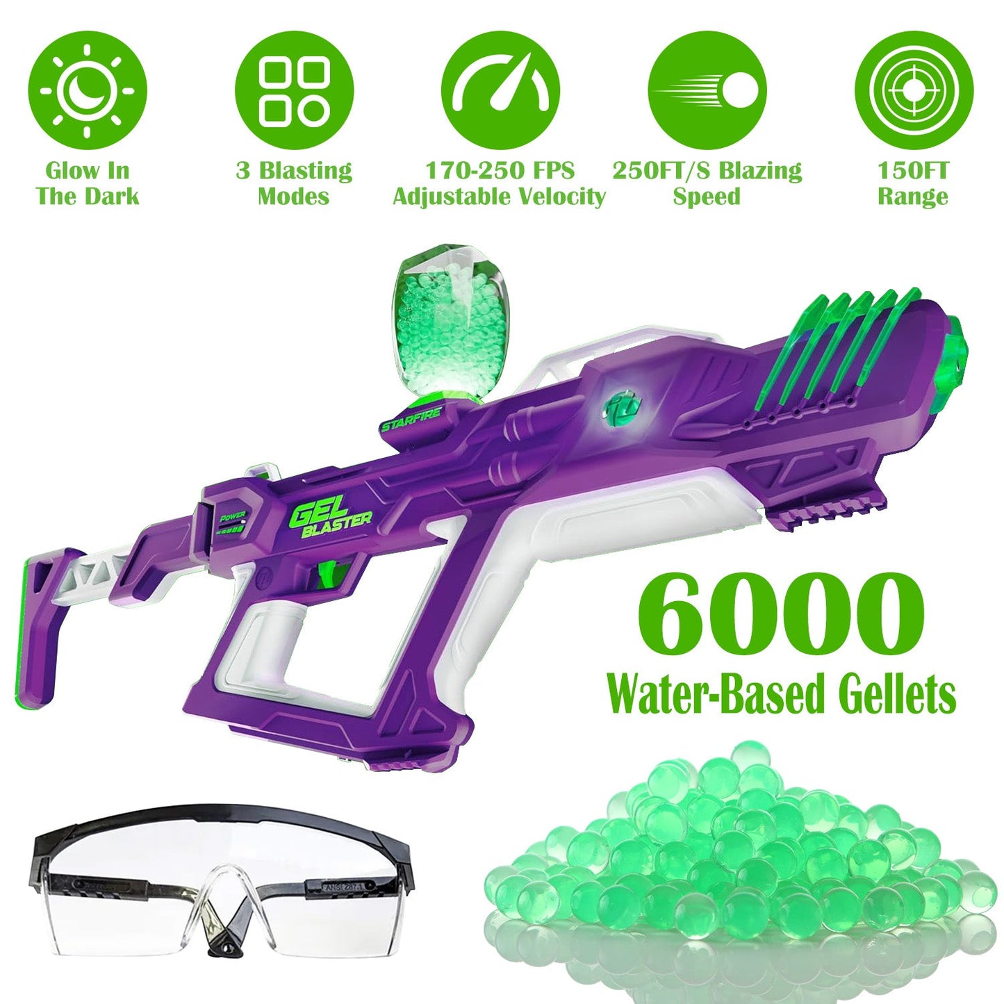 Pistola de Juguete Gel Blaster Starfire XL que Brilla en la Oscuridad