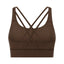 Cross back yoga bra brushed bare high-strength shock-absorbing gathering sports vest for women - Korvel