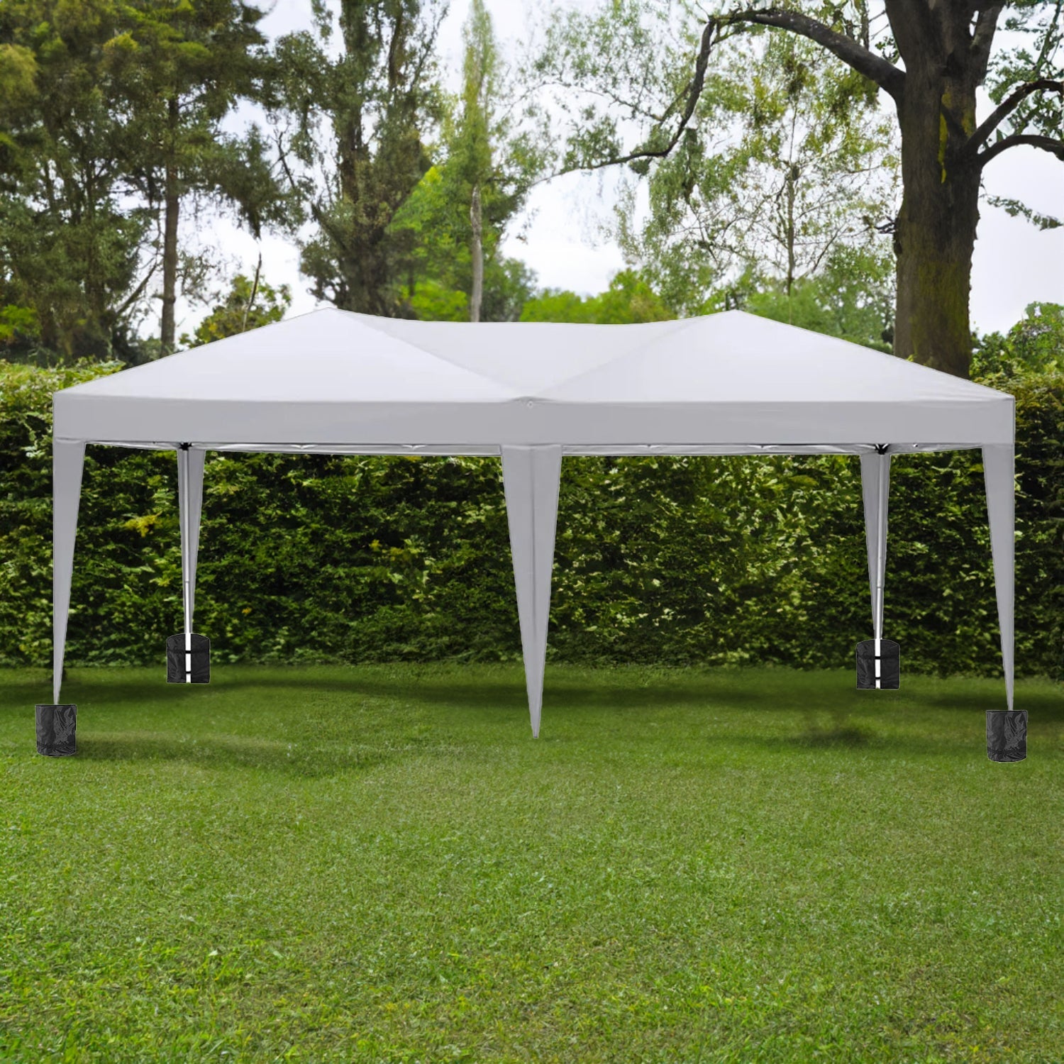 10'x20 'folding canopy with 6 detachable side walls outdoor activity shelters UPF 50+terrace portable tent (white) - Korvel