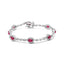 10K White Gold Ruby and Diamond Link Bracelet - Size 7"