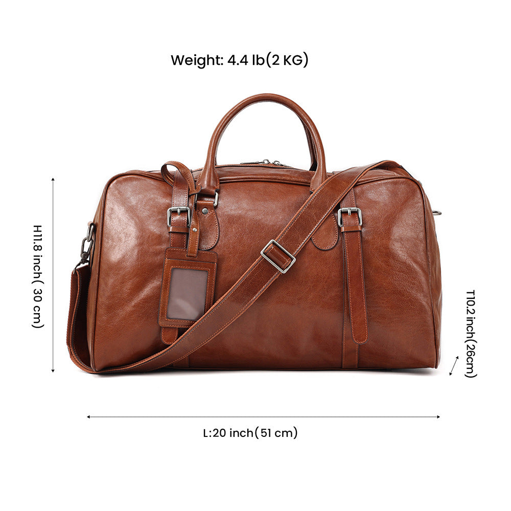 Sac de voyage en cuir rétro à main grande capacité