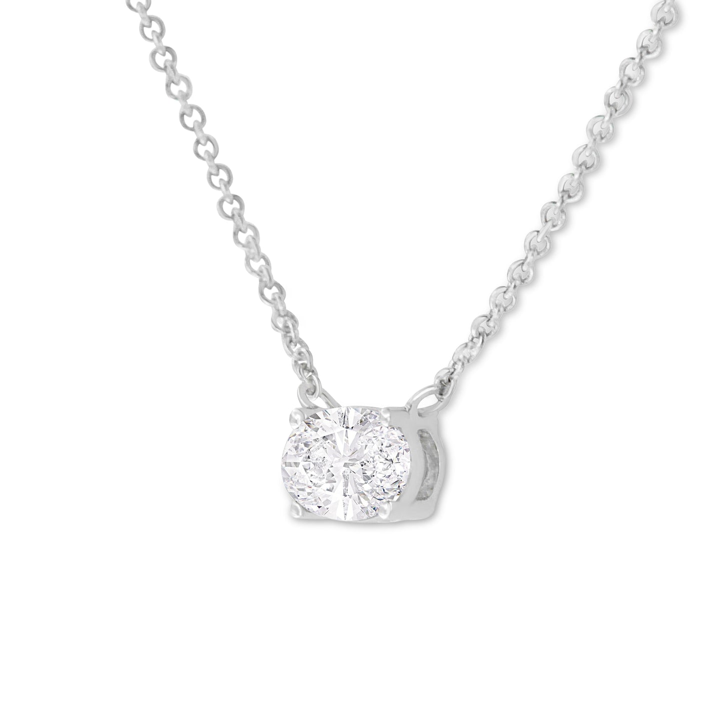 Pendentif en diamant oval cultivé en laboratoire en or blanc 14k certifié IGI 1/2 cttw