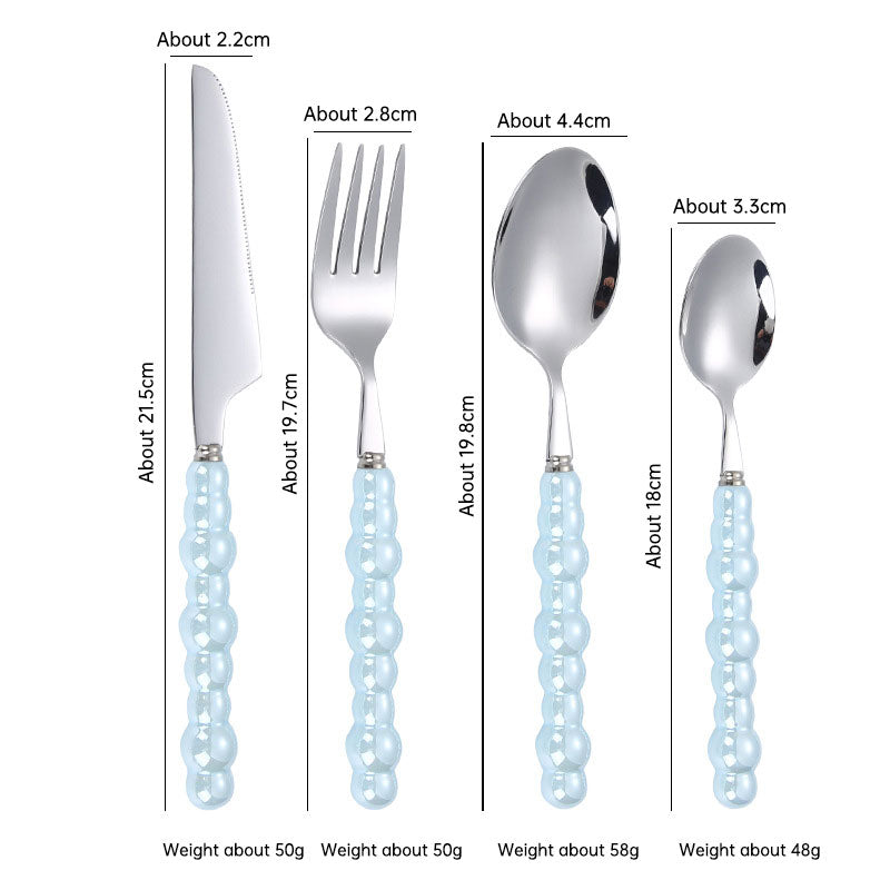 Ensemble de couverts élégant avec poignées en perles - Couverts en acier inoxydable