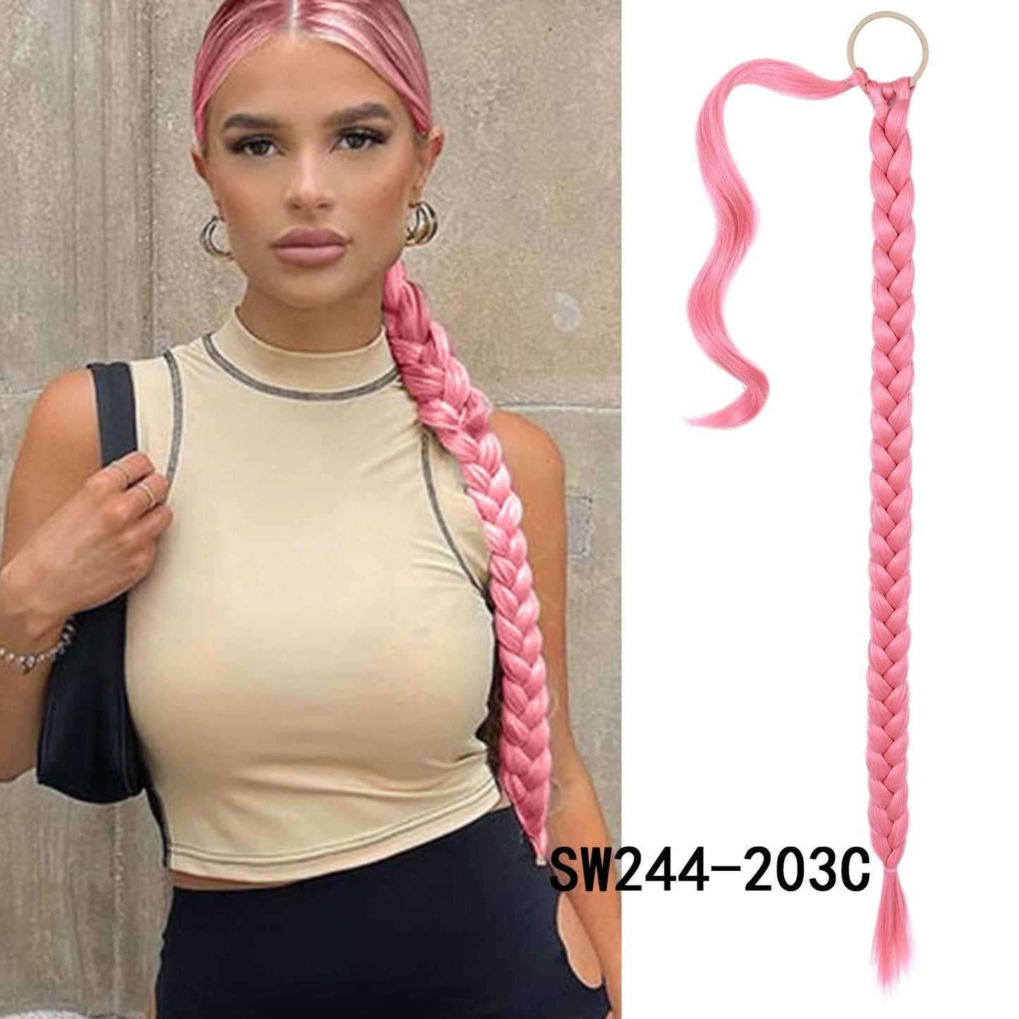 Fake Braid New Fashion Chemical Fiber Wig Female Long Braid Hair Extensions Hair Band Type Hair Extensions Braid Wig Ponytail - Korvel