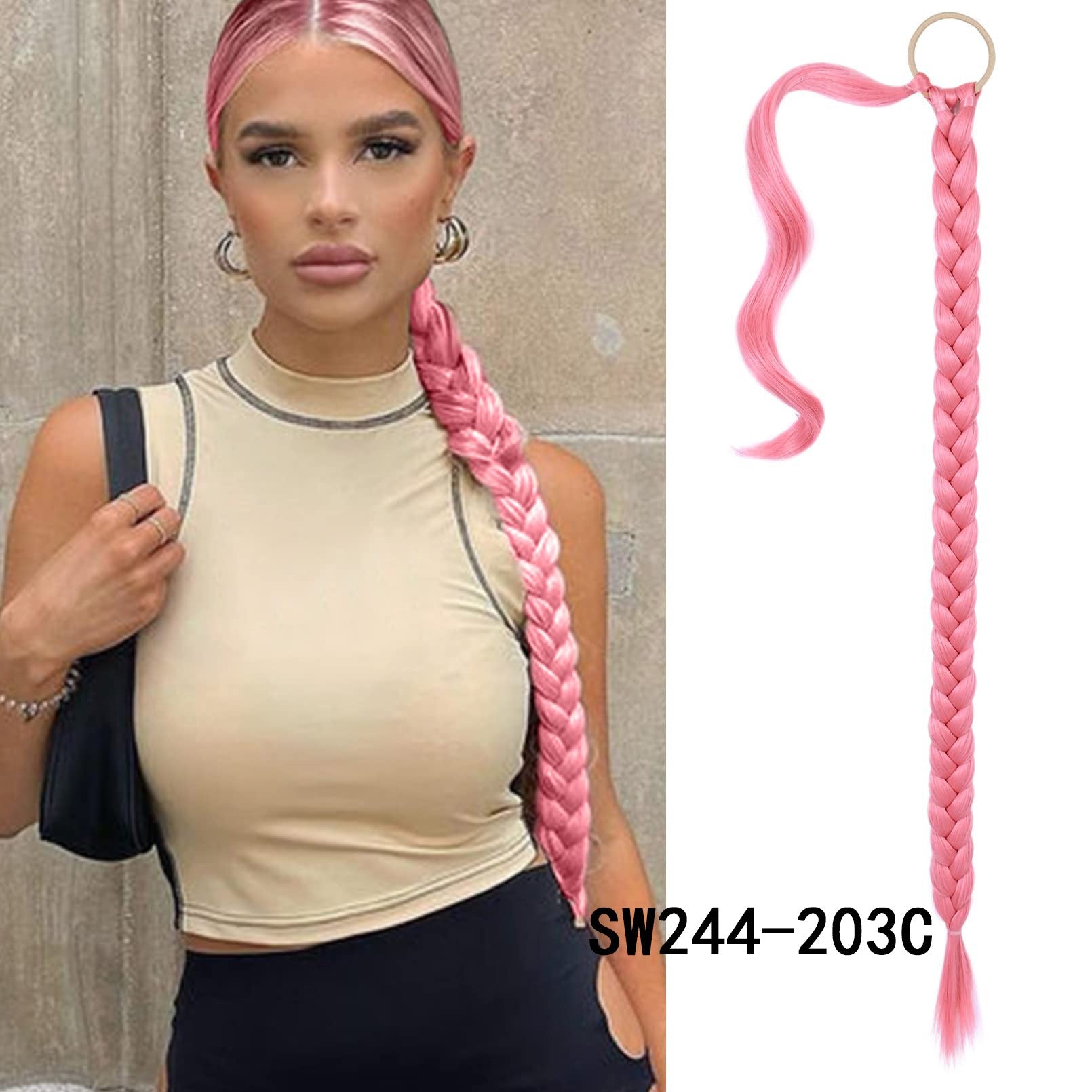 Fake Braid New Fashion Chemical Fiber Wig Female Long Braid Hair Extensions Hair Band Type Hair Extensions Braid Wig Ponytail - Korvel