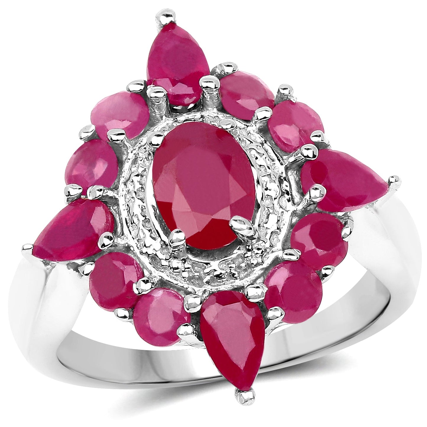Elegant 3.04 Carat Glass Filled Ruby Sterling Silver Ring