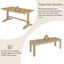 TREXM 3-piece retro dining table, rectangular stand table, and 2 4-person wooden stools (made of natural wood) - Korvel