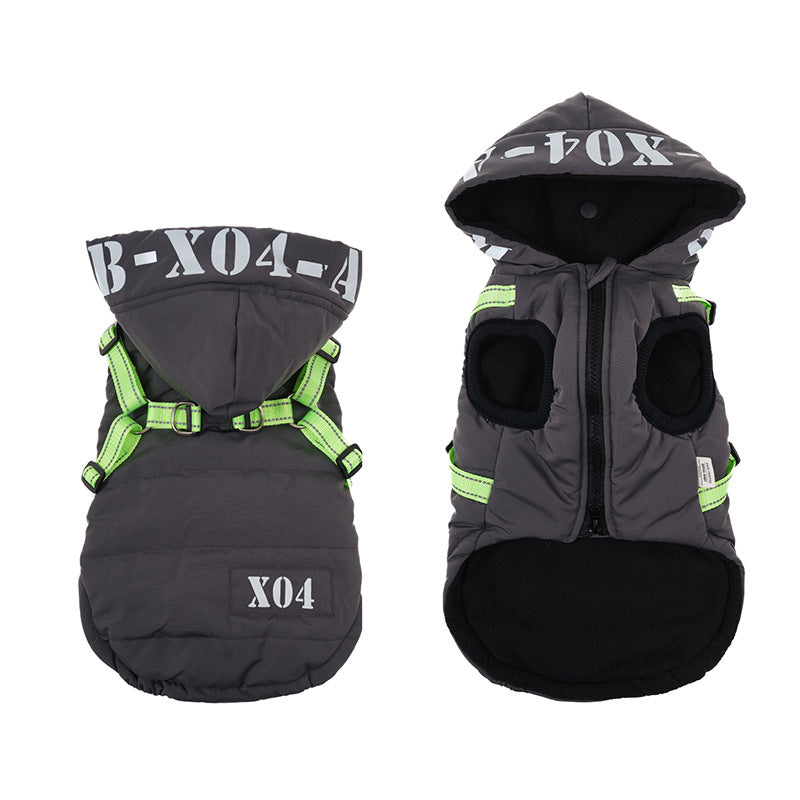 Fleece-Lined Waterproof Dog Jacket with Hood