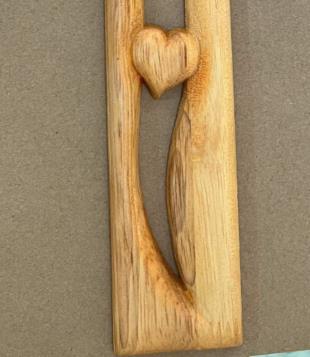 Three-Dimensional Wooden Red Heart Cross Ornament