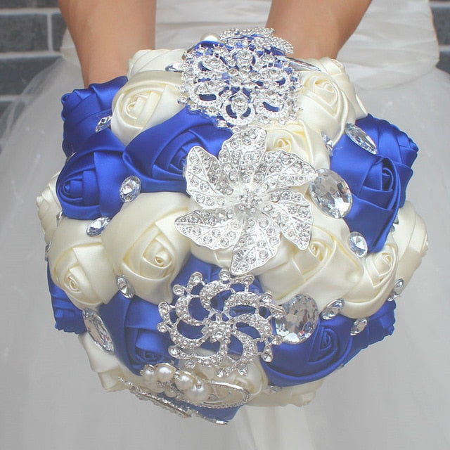 Artificial Wedding Bouquets Hand Made Flower Rhinestone Bridesmaid Crystal Bridal Wedding Bouquet - Korvel