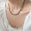 Collar de cuentas de ágata negra chapado en oro hecho a mano para mujeres
