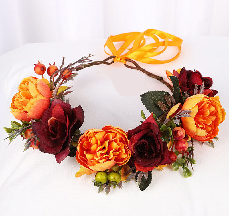 Korean style flower garland headwear, fresh flower crown, fashion show, dance party, flower crown, vacation, countryside props, - Korvel