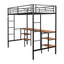 Twin loft bed with table and shelf/Heavy duty sturdy metal/Built in table and shelf/Noise reduction/Safety fence - Korvel