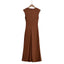 Fashionable and Sexy  Style Women's Two-color Knitted Pleated Long Dress - Korvel