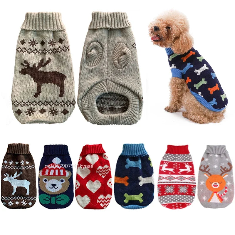 Warm Pet Dog Sweater Winter Dog Clothes for Small Medium Dogs Knitted Puppy Cat Coat Chihuahua French Bulldogs Yorkie Customes - Korvel
