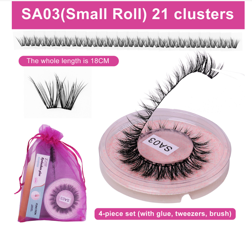 DIY false eyelashes set whole cut eyelashes European and American thick curling travel size eyelash combination - Korvel