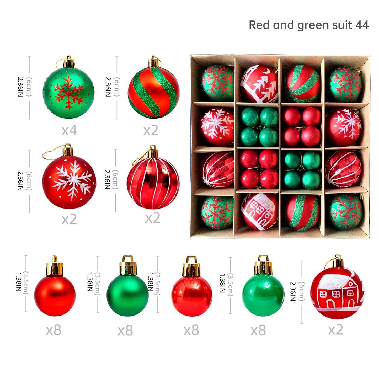 Christmas decoration 6cm electroplated ball plastic ball special-shaped painted Christmas ball gift Christmas tree pendant - Korvel