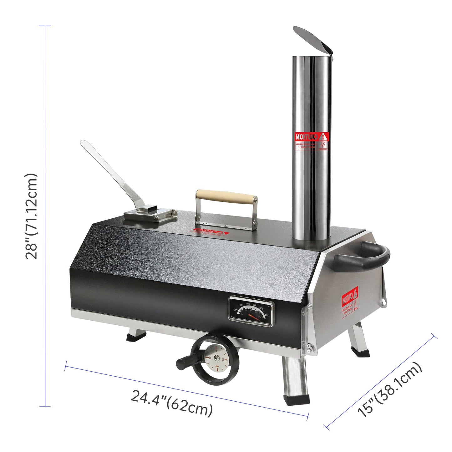 Semi-Automatic Black 12 Outdoor Pizza Oven Portable Wood Fired Pizza Oven Outdoor - Korvel
