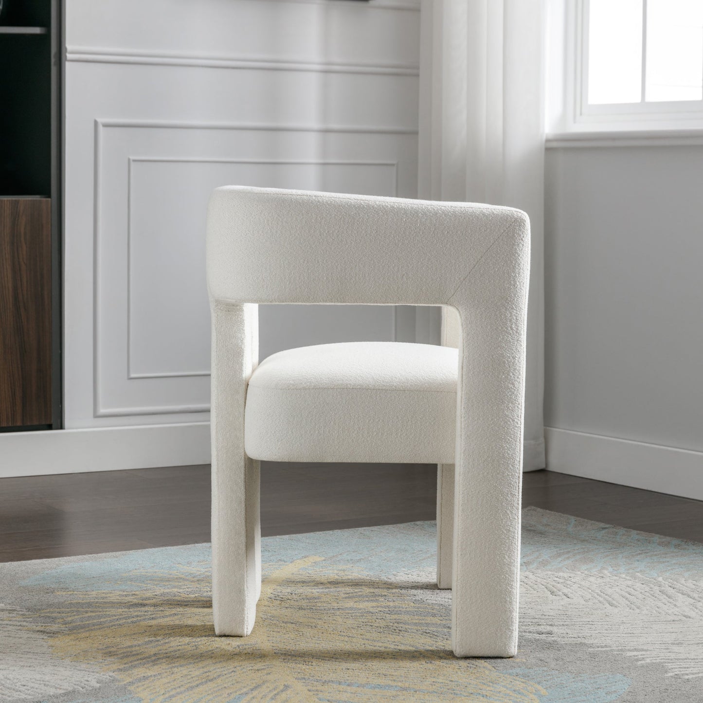 Beige Contemporary Fabric Upholstered Accent Chair