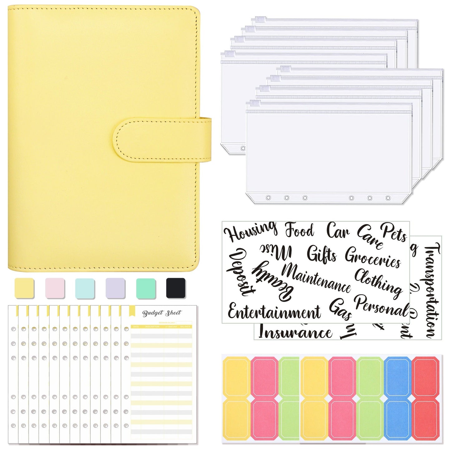 Carnet de budget à anneaux A6 - Cuir PU Macaron